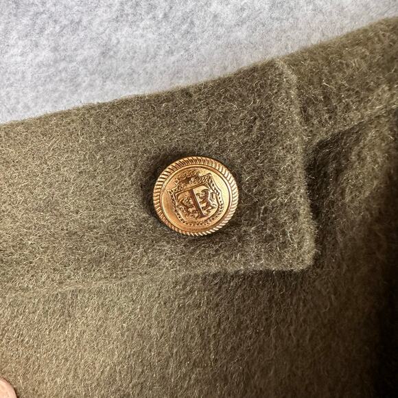 Talbots Double Open Face Fly Away Vest Size M Olive Green Wool Blend Long - Picture 6 of 10